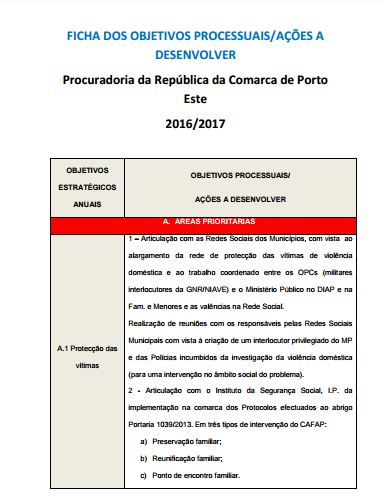 Objetivos da Comarca de Faro - 2016/2017